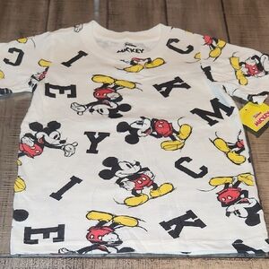 NWT Disney JUNIOR Mickey Mouse Kids T-Shirt - White with Black, Red, and Yellow